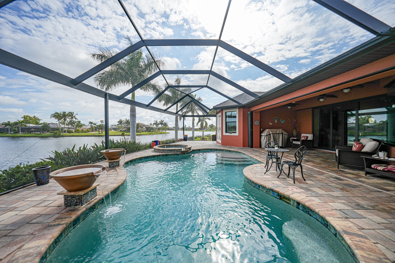 heated saltwater pool with spa.
